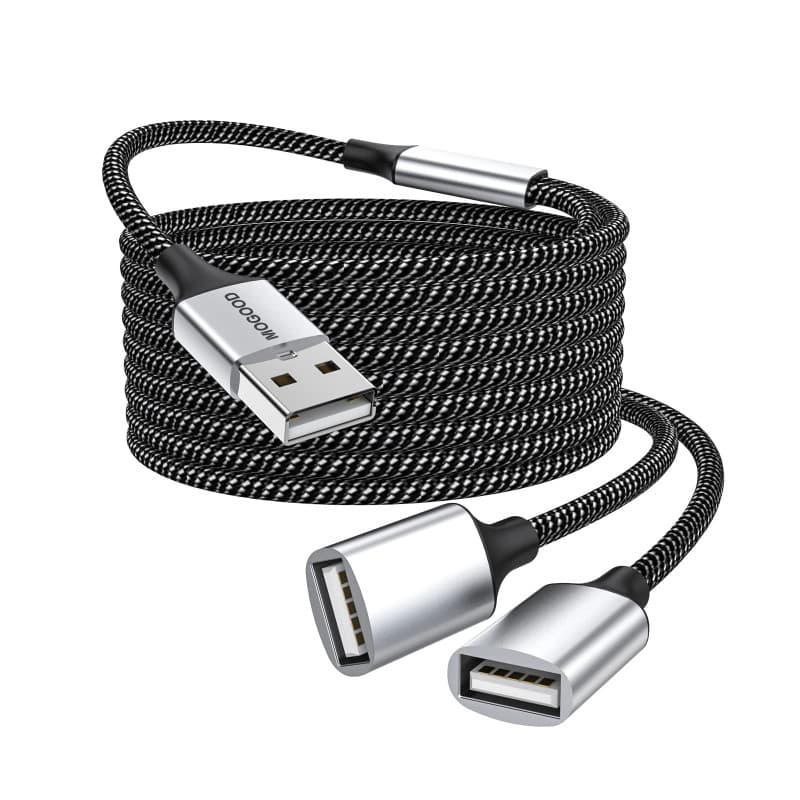 MOGOOD Câble de Splitter USB USB y Splitter USB 2.0 Charge du Cordon d'alimentation d'extension/Transfert de données Double Port