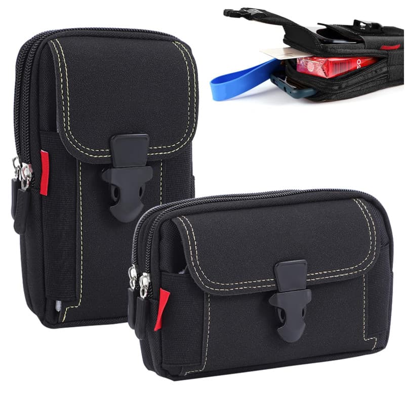 WIYETY Sacoche Ceinture Telephone Noir: 2 Pièces Sacoche Ceinture Homme, Étui de Ceinture Pochette Téléphone Holster, Gadget Sac