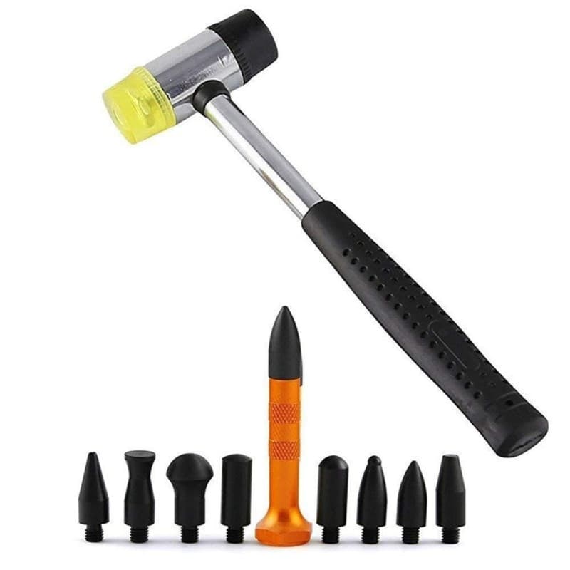 Outils GS PDR Kit de débosselage de carrosserie sans peinture de10 articles. Marteau en caoutchouc, pointeaux. Pour débosselage