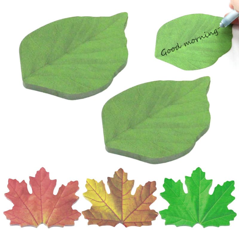 SLEEKEE Notes autocollantes en forme de feuille - Lot de 250 pièces (9.5 x 6.2 cm) - Vert, Rouge, Jaune - 1 unité