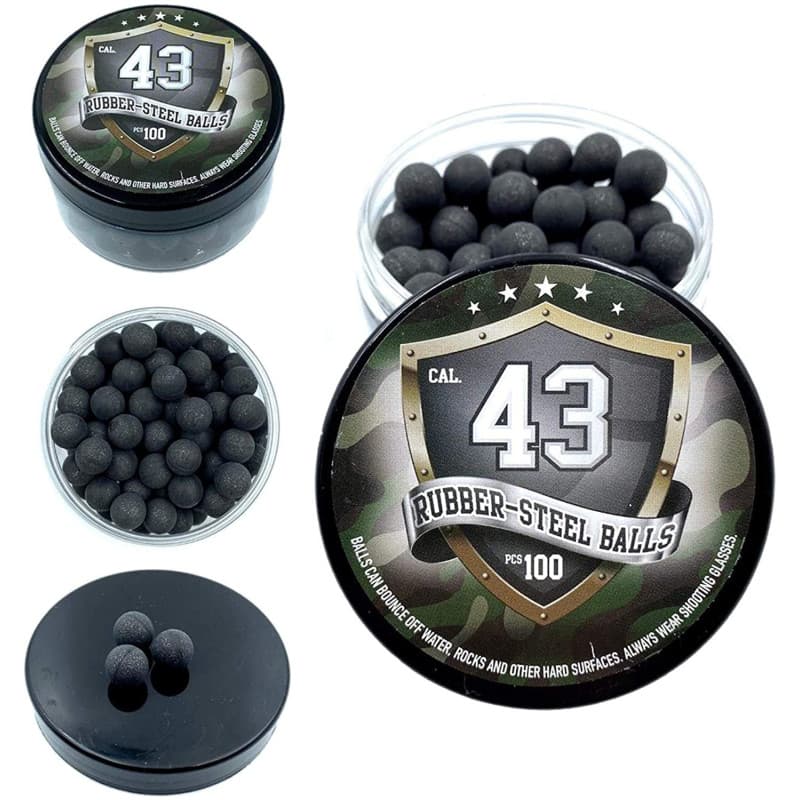 100 x Premium Quality Hard Mix Rubber Steel Balls Paintballs Reballs 43 Cal. Paintball Shooting Self Defense Billes Calibre .43