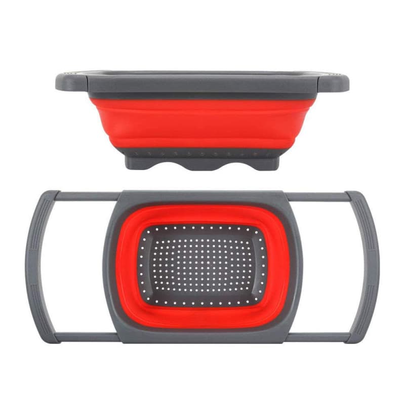 Jzhen sur L'évier Passoire Pliable, Poignées Extensibles pour Fruits et Légumes, Pliable à Poser au-Dessus du Lavabo