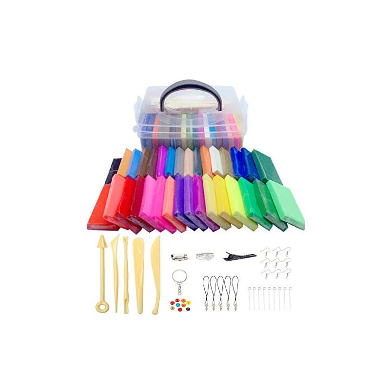 Xrten Pâte Polymère, 32 Couleurs Pâte À Modeler Non Toxique DIY Pâte Craft Kit Outils de Modélisation, L'accessoire