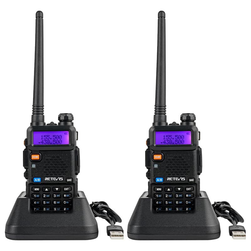 Retevis RT5R Talkie Walkie Double Bande Radio, 1400mAh Professionnel Talkie Walkie avec Chargeur USB, Portable Émetteur-récepteu