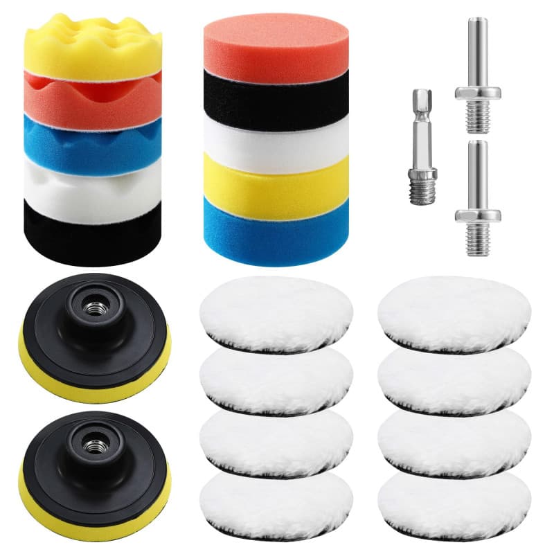 23 Pièces Polissage Voiture Kit,80mm Polissage Pad Éponge, pour Perceuse M10,pour le Polissage, le Meulage et le Cirage Dans les