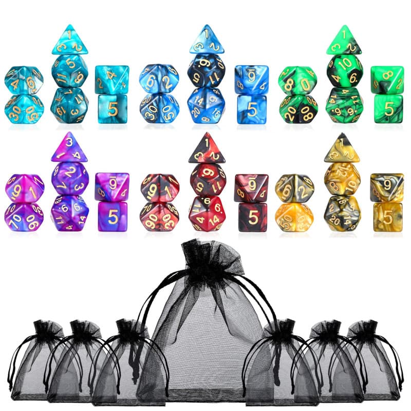 GWHOLE Lot de 42 Dés Jeux De Role Donjons et Dragons D&D Dice, Jeu de Dés Double-Couleur Polyédrique