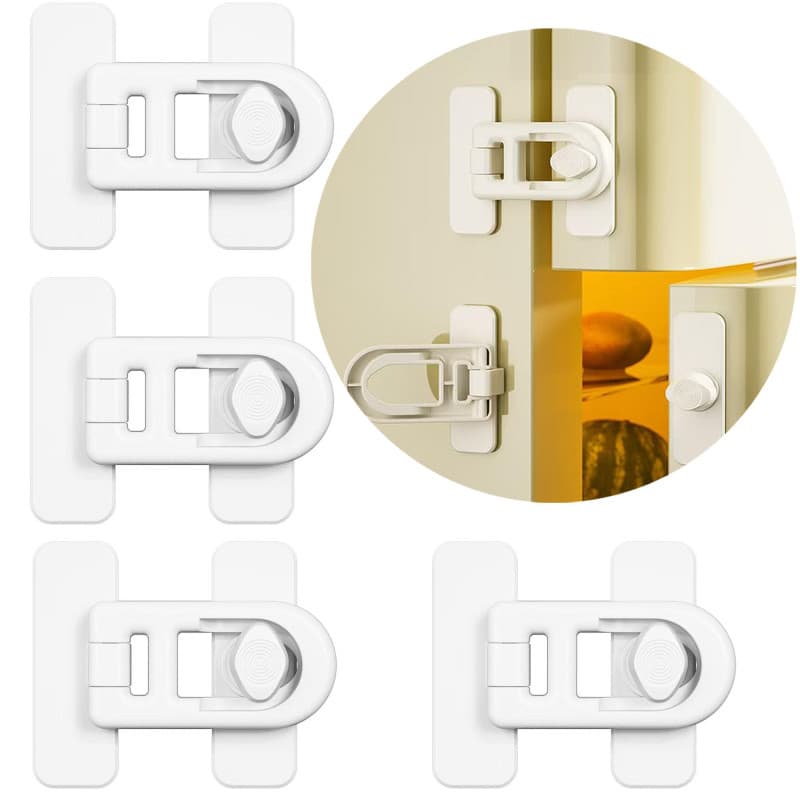 Oruiiju 4 Pack Serrure de porte de réfrigérateur de sécurité enfant,pour réfrigérateurs, congélateurs et armoires,utilisant un a