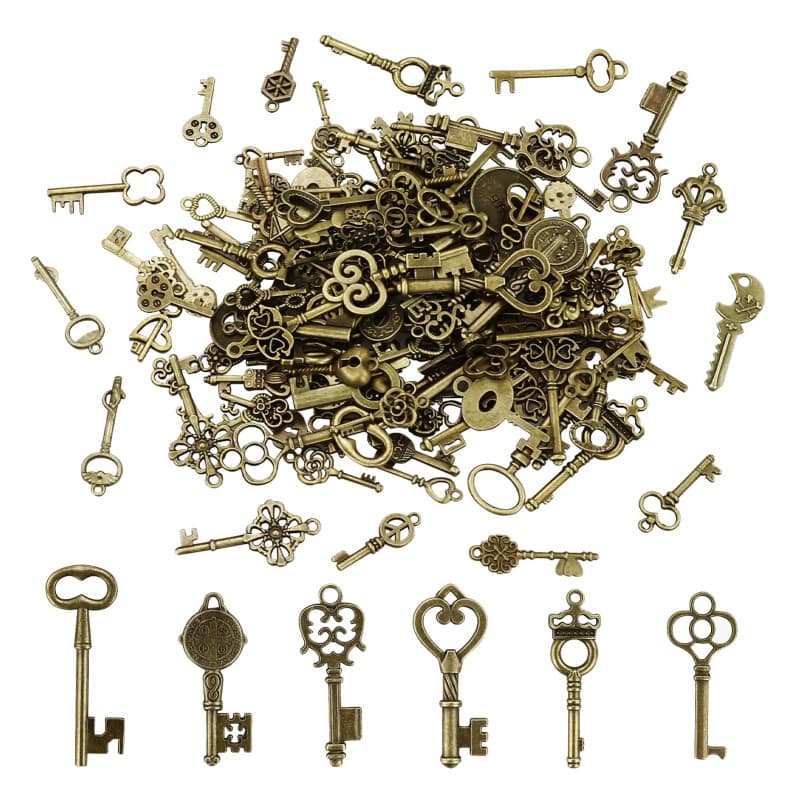 150 Pièces Clés Vintage Decoration Mélangé Vieux Bronze Cle de Meuble Vintage Clé pour Décoration Mariage Antique Décoratif Coll