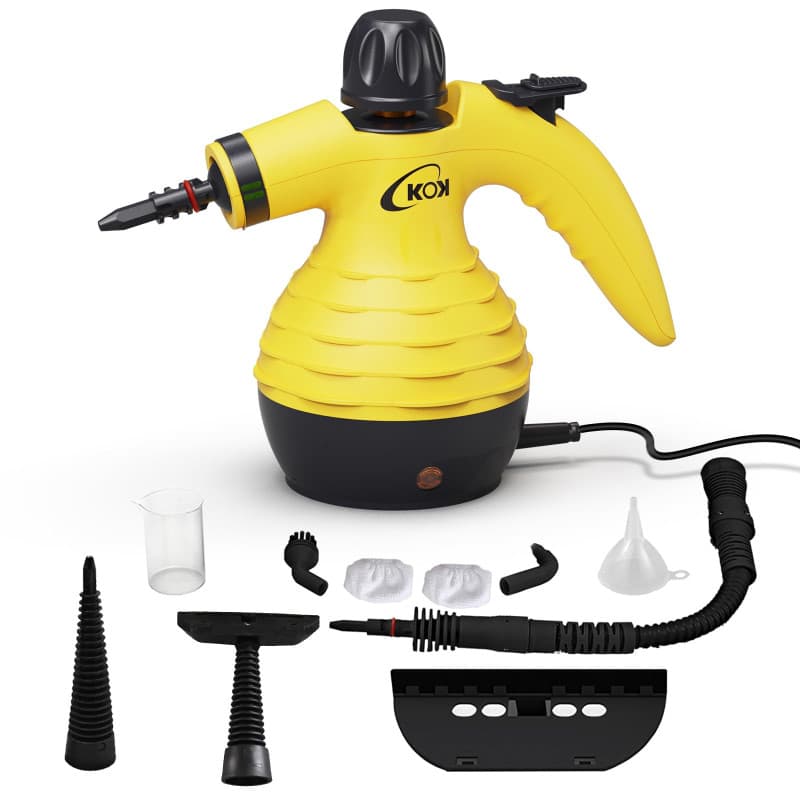 KOK Nettoyeur vapeur portatif, nettoyeur vapeur haute température multi-usages avec 10 accessoires, pour cuisine, salle de bain,