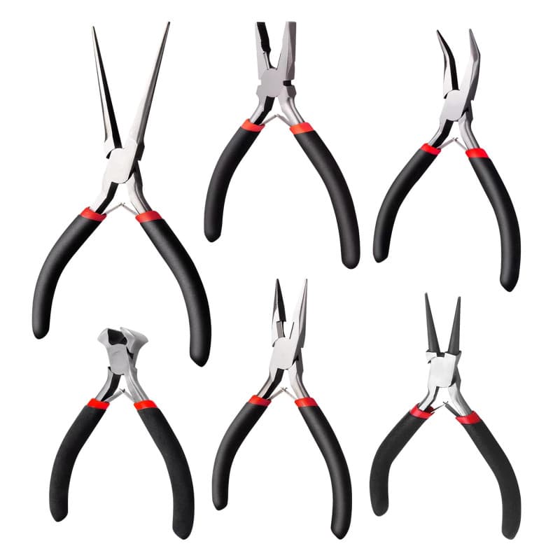 6 pièces mini set de pinces avec sac Contient des pinces pointues, des pinces rondes, des pinces à arc, des pinces à fil d'acier