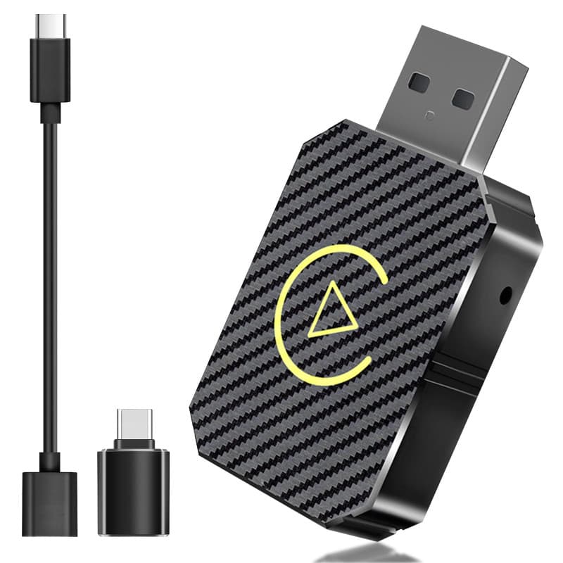 Adaptateur CarPlay sans Fil pour Apple iPhone, Adaptateur sans Fil carplay avec câble d'extension USB & USB-C/Type-C, Compatible