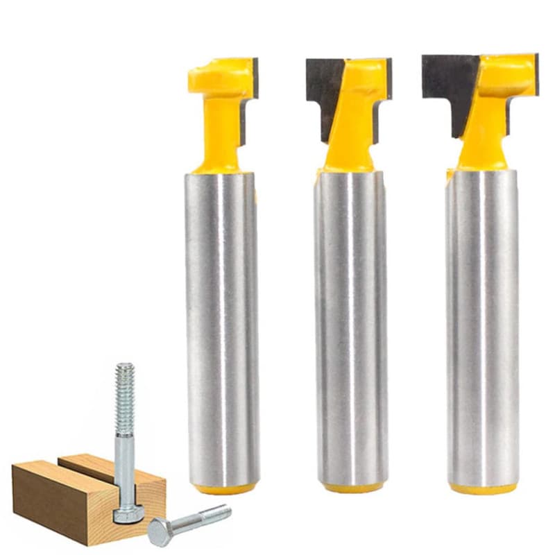 Whcctl Fraise en Rainure en T, 3 Pièces 8mm Routeur à Rainure en T Forme Routeur Bits, Queue de Fraise avec Lame Fraises à Bois,