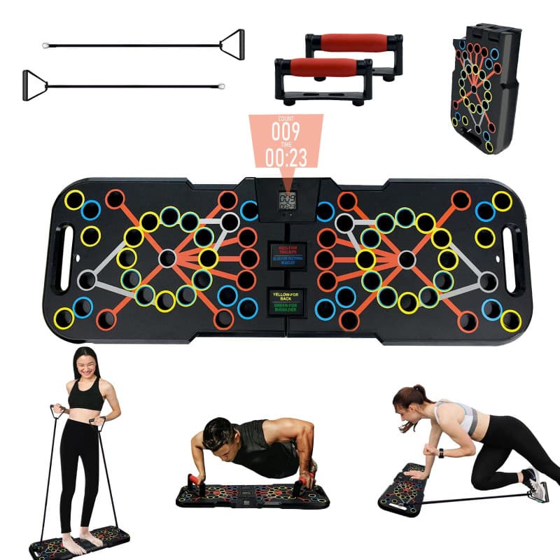 Surplex 41 en 1 Push Up Musculation Push Up Board avec Poignée Compteur Intelligent&Bande de Résistance Pliable Planche et Appar