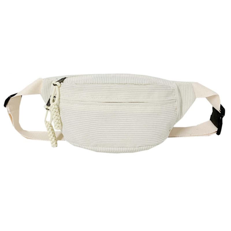 Eniyou Sac Banane Velours Côtelé Femme pour Shopping, Sorties, Voyages et Travail - Sac De Voyage avec Sangle Réglable (WeiB)