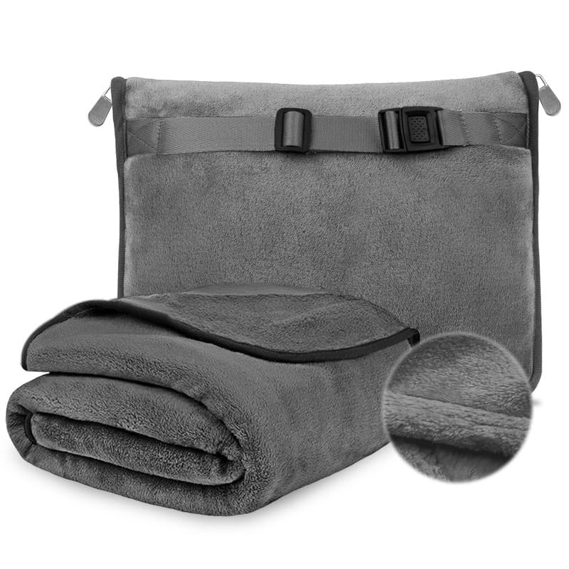 WANDGU 127×152cm Couverture Chaude d'avion: Grise Couverture de Voyage Ultra Légère, Couverture de Voyage Polyvalente et Oreille