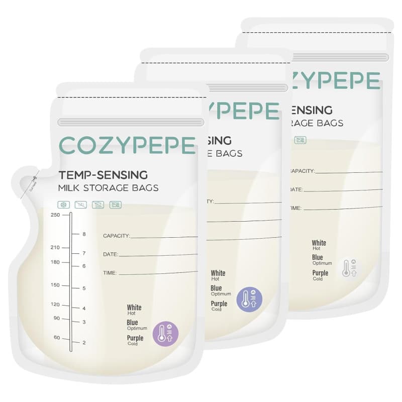 Sacs de Conservation du Lait Maternel de 100 PCS, Sac de Stockage de Lait Maternel de 250ml avec Bec Verseur, Sac de Lait avec C