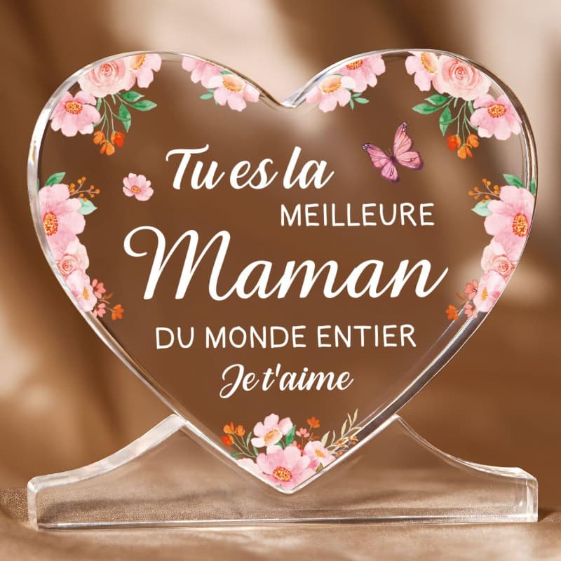 Cadeau Fete des Meres, Cadeau Anniversaire Maman, Acrylique Heart Type Décoration Cadeau pour Maman, Cadeau Noel Maman, Cadeaux