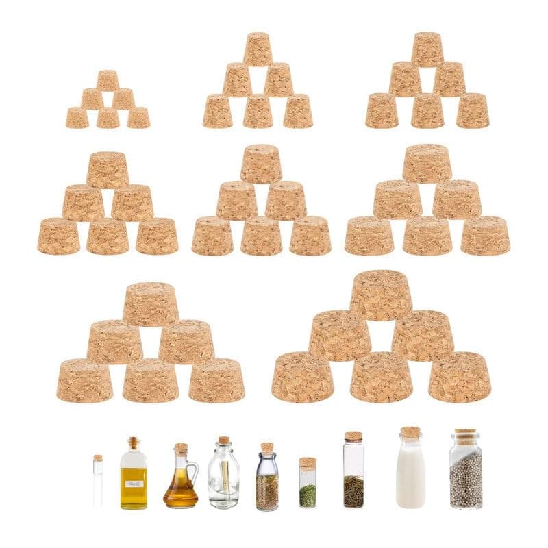 Lot De 48 Bouchon Liege Naturel Pour Le Bricolage, 8 Tailles Bouchon En Liege Bouchons De Liège Les Verres à Vin, Les Verres à B