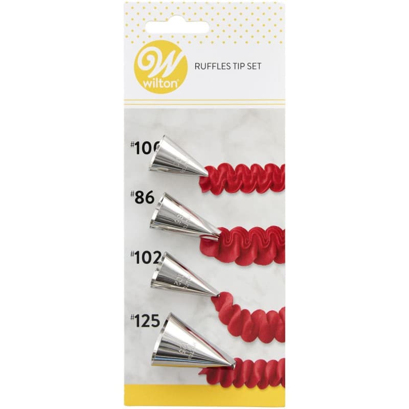 Wilton Douilles à Pâtisserie Set Rufflés #86, #100, #102, #125, Douilles Professionnelle Métallique Buse de Glaçage Réutilisable