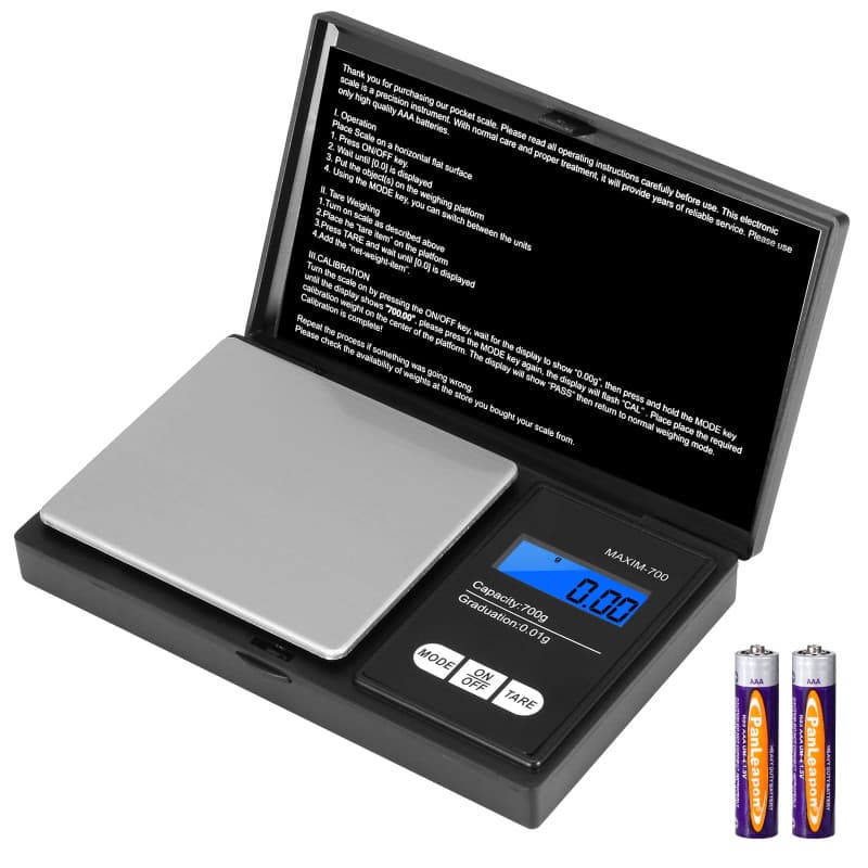 Vinabo Balance de Précision 700g/0,01g, Balance de Cuisine, Balance à Bijoux Portable, Balance de Poche Numérique Pro, avec écra
