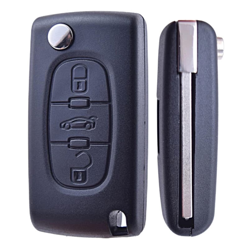 ANGOFIZ Coque Clé Pliable 3 Boutons Coffre CE0523 Lame VA2 Compatible avec Peugeot 207 207SW 208 307 307SW 308 407 408 Partner E