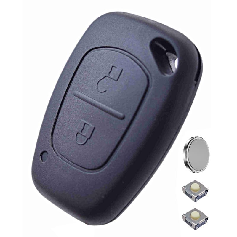 ANGOFIZ Coque Clé Télécommande sans Lame Compatible avec Renault Kangoo Master Trafic Opel Vivaro Movano Vauxhall + 2 Boutons Po