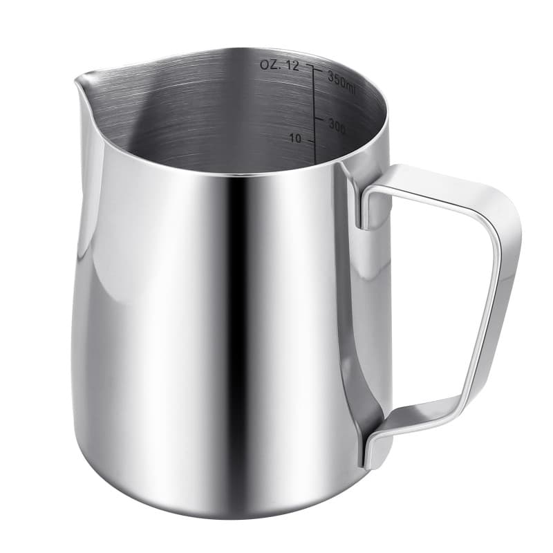 Pichet Mousseur à Lait pour Machine à Café,Pichet à Lait en Acier Inox 304 de 350 ml/12 oz,Accessoires de Barista en Métal pour