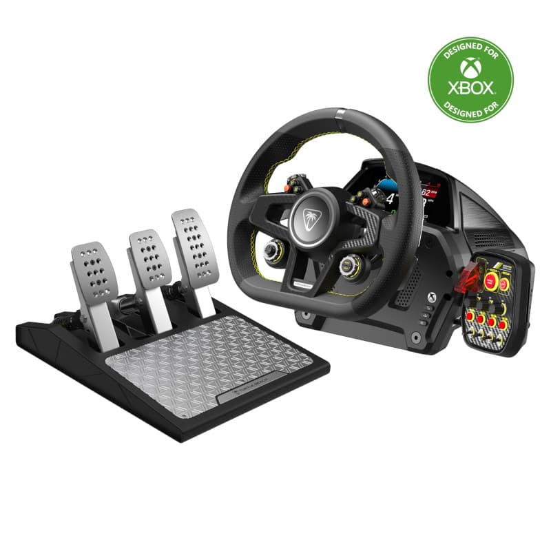 Turtle Beach VelocityOne Race Système de Volant et Pédales avec Retour de Force, Palettes au Magnétiques & Capteurs à effet Hall