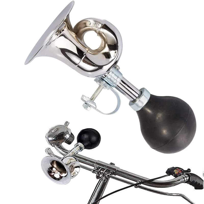 Hudiepan Klaxon Velo, Sonnette Vélo, Vélo Air Horn, Klaxon Rétro en Métal pour Le vélo, Sonnette Trompette Vélo, avec Collier de