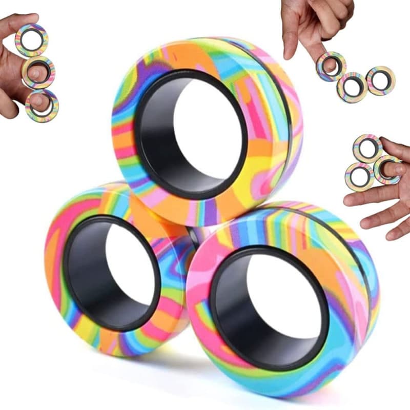 Yeefunjoy Anneaux magnétiques Fidget Toy, Idea ADHD Fidget Toys, Adult Fidget Magnets Ring Toys for Anxiety Relief Therapy, Fidg