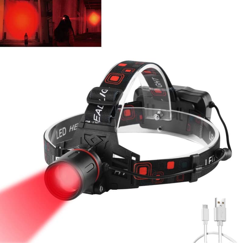 WESLITE Lamp Frontale Rouge, 1000 Lumens Lampe Frontale Rechargeable avec Lumière Rouge Zoomable Torche Frontale Rouge pour la C