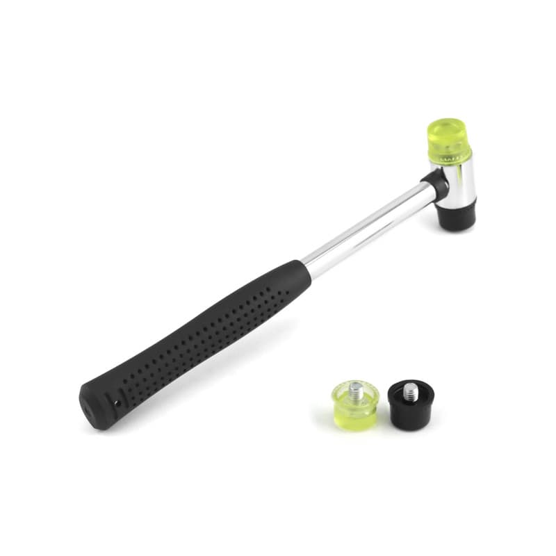 QWORK maillet caoutchouc, 25 mm Nylon Petit Marteau avec 2 têtes de rechange, avec poignée en caoutchouc antidérapante pour bijo