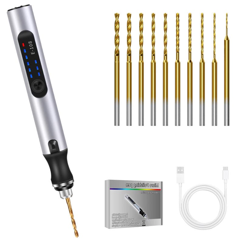 Mini Perceuse Électrique Manuelle, Vankarr Perceuse Mini DIY Sans Fil à 3 Vitesses Rechargeable avec 10 Forets, Perceuse Manuell