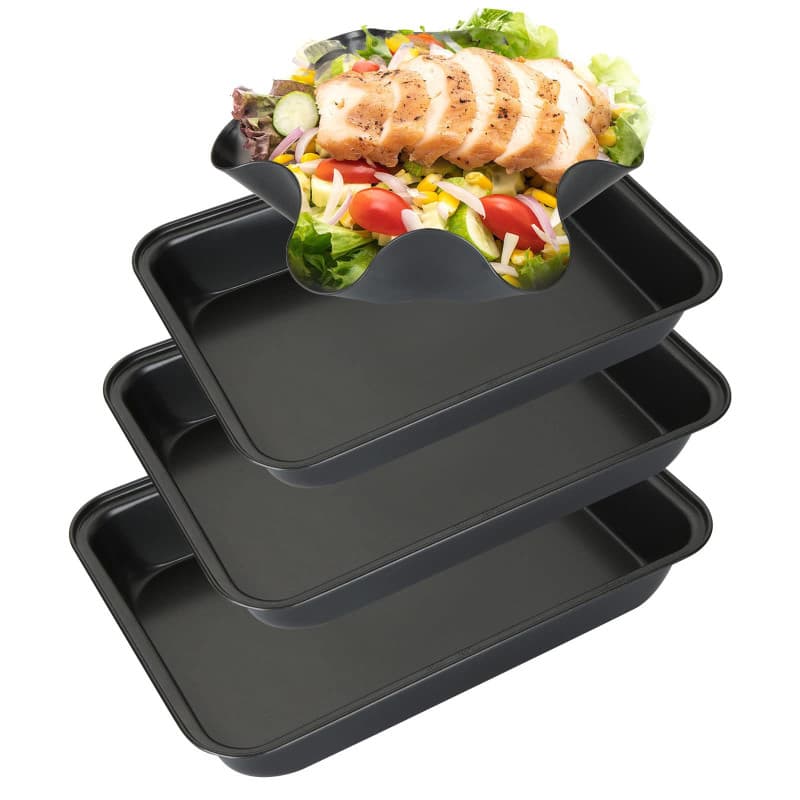 GOYADA 3 Pcs Plat à Four Rectangulaire Antiadhésif, Plaque à Rôtir Antiadhésif en Acier au Carbone avec 1 Pcs Moules à Tortilla