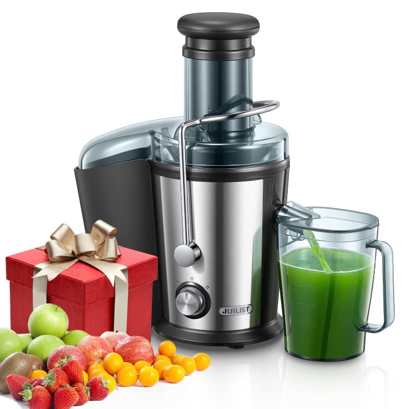 Juilist 800W Centrifugeuse Extracteur de Jus, Centrifugeuse Fruits et Legumes à 2 Vitesses, 75MM Large Bouche en Acier Inox, Des