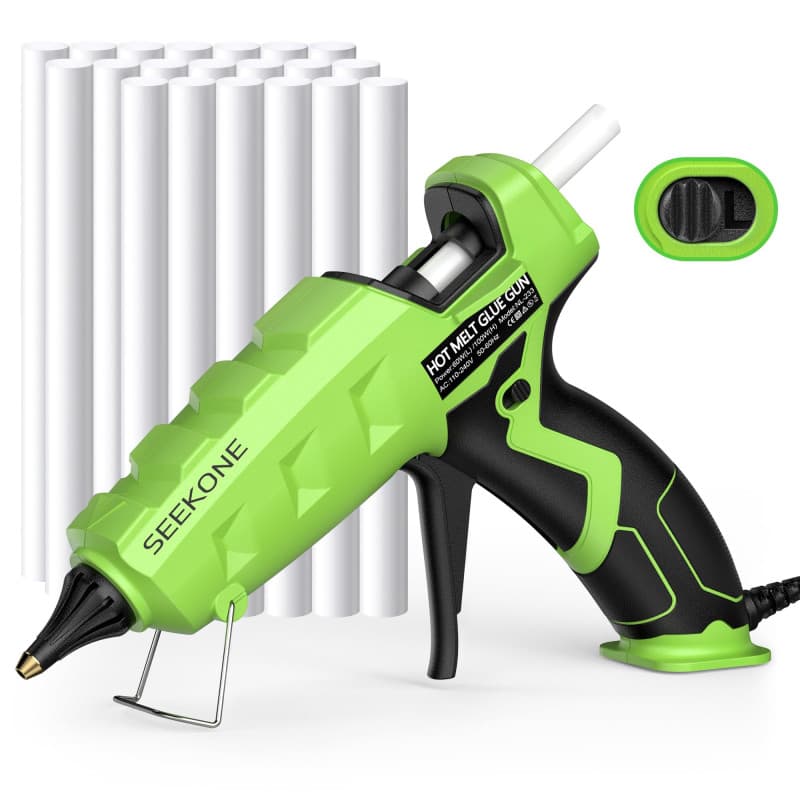 SEEKONE Pistolet à Colle Chaude 60/100W, Deux Vitesses Pistolet a Colle Anti Écoulement avec 20pcs Bâtons (150 mm), Chauffage Ra