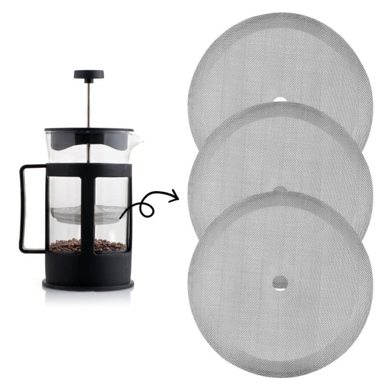 EASYKEENECOM Lot de 3 filtres de rechange pour cafetière à piston - 350 ml - En acier inoxydable - Pour cafetière à piston à pis