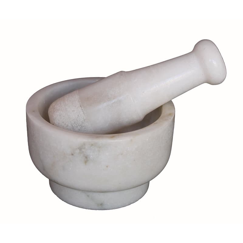 KLEO Ensemble de mortier et pilon en pierre de marbre blanc de 12,7 cm de diamètre comme épices,…