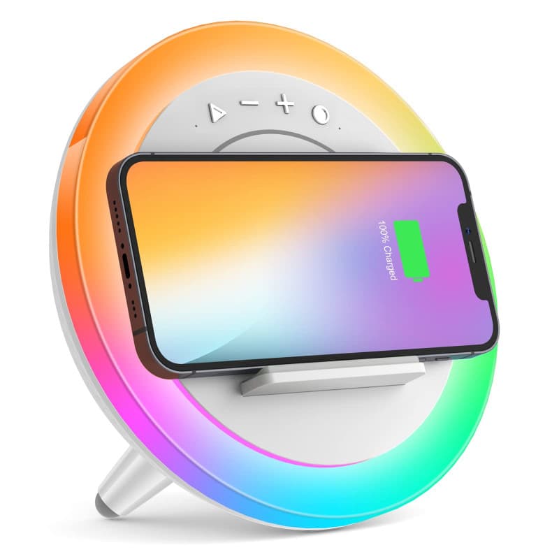 Skaaisont Enceinte Bluetooth Veilleuses, Lampe de Chevet avec Chargeur Sans Fil, Meilleures Idées Festival Cadeau Pour Fille, Ga