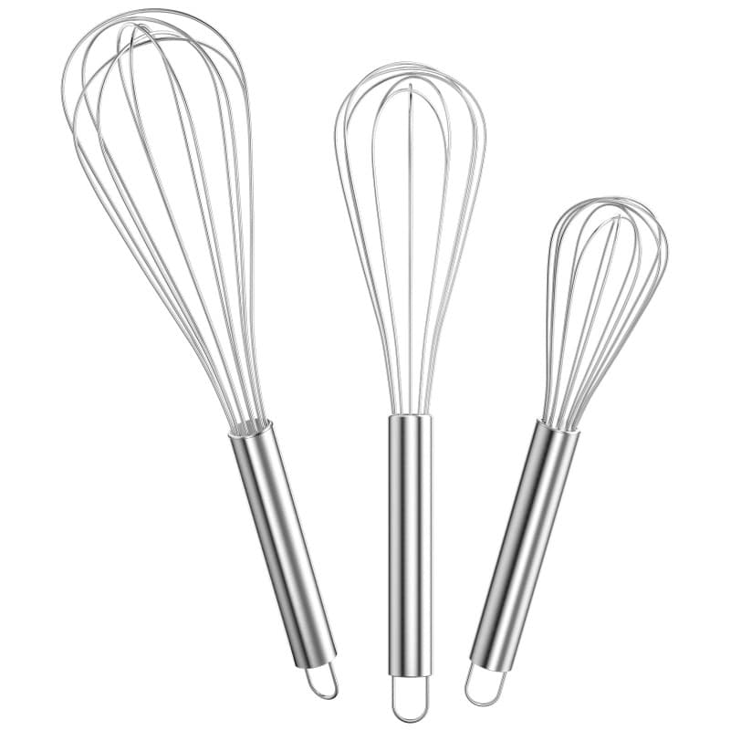 Newaner Fouet Cuisine Inox Professionnel, Batteur Manuel à Œufs 3 Pièces Contient 21cm, 26cm, 29cm, Fouet pour Mélanger, Remuer