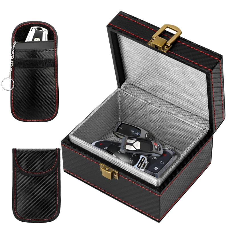 Boîte Anti RFID & Lot de 2 Signal Blocage Faraday Pochette Sac,Boîte à clés de Voiture, Keyless Go Boîte Protection,Etui Anti RF