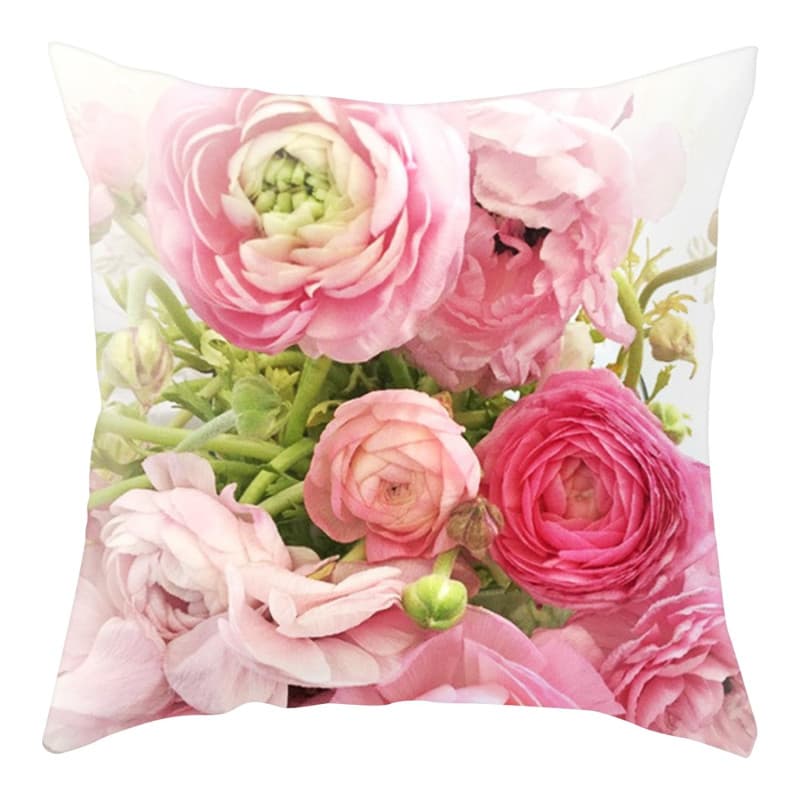 DAZZLUXE 1 housse de coussin en peluche à motif floral rose - 45 x 45 cm - Pour la maison, le salon, la chambre, le balcon, les