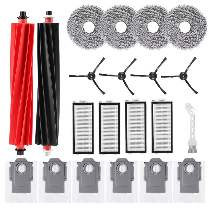 CAIXINYI 21 pièces Kit d'accessoires pour Roborock Qrevo Master/Qrevo Slim aspirateur robot, 2 brosse principale, 4 Chiffons, 6