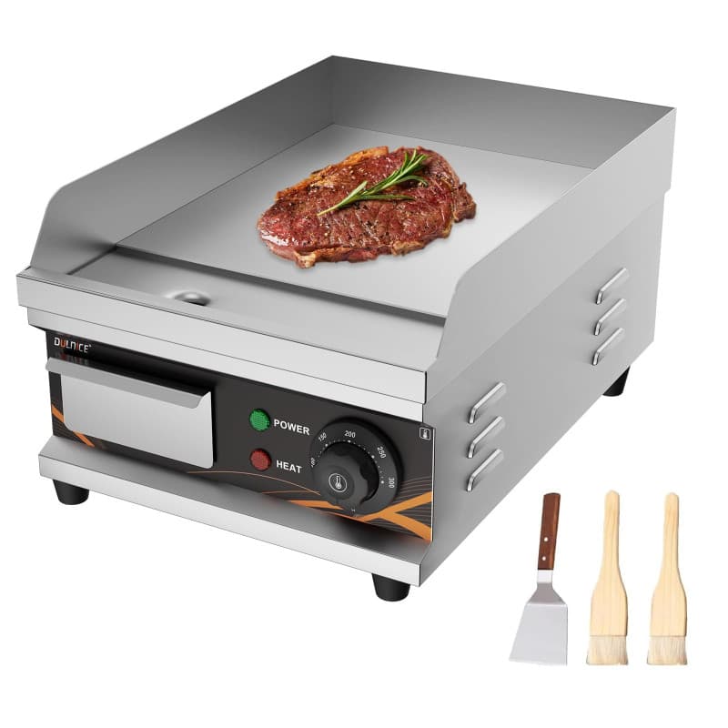 DULNICE Plancha Électrique Professionnelle en Acier Inoxydable, Commerciale Plancha de Cuisson Grill electrique,220-240V
