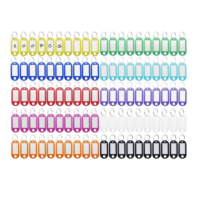 Rseuphiee 100 Pièces Porte-Clés, Étiquettes de Clé en Plastique, Inscriptibles Porte Clef Couleur en 10 Couleurs, en étiquettes