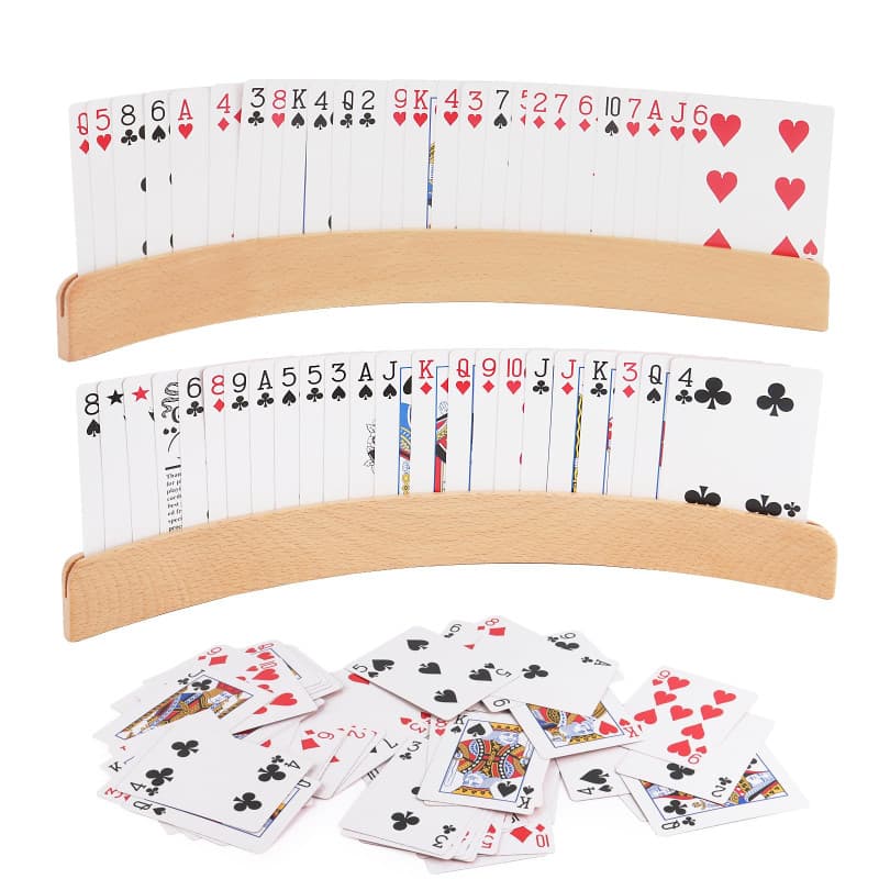 MXTIMWAN 2 Pièces Porte Carte Enfant, Support Carte à Jouer, Porte-Cartes en Bois de pour Enfants 33cm, Support de Poker, Porte