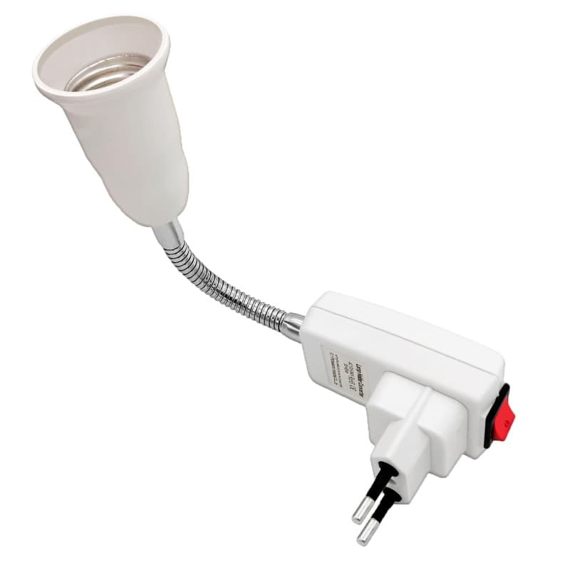 Hoembpn Lampe Douille E27 avec Interrupteur,Adaptateur Prise EU Plug avec Bras 20cm 360 réglable pour E27 LED Ampoule,Lampe de C