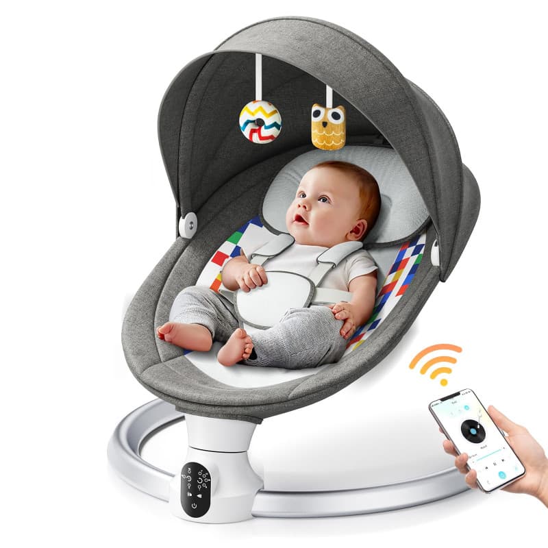 Transat Balancelle Bebe Electrique,Helangel Transat Bébé avec Télécommande et Wireless pour Style de contrôle APP,e pour Enfants