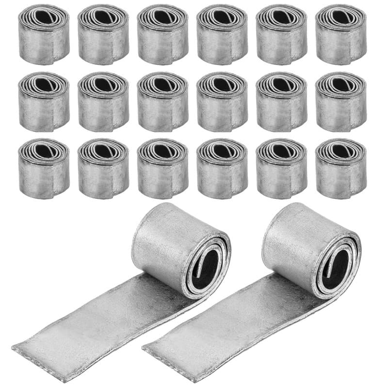 Tkxjry Lot de 20 poids de pêche en plomb souple - Bandes de feuilles de plomb - Rouleaux souples en tôle de plomb - 0,8 mm - Pou
