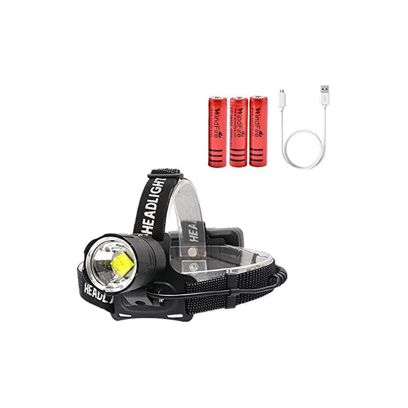 Lampe frontale rechargeable 200000 lumens, lam0pe frontale à LED super brillante XHP70.2, réglage de la mise au point 3 modes ph